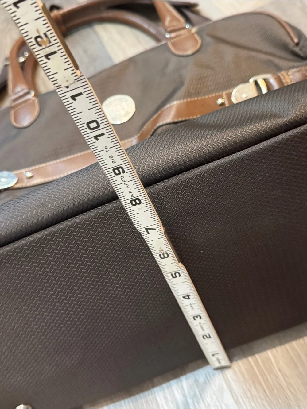 Chaps Brown Unisex Travel Tote Bag with Leather Trim